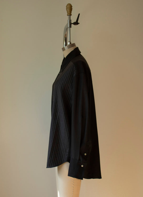 N° 225  sakura paneled pinstripe haori overshirt 2 -  M