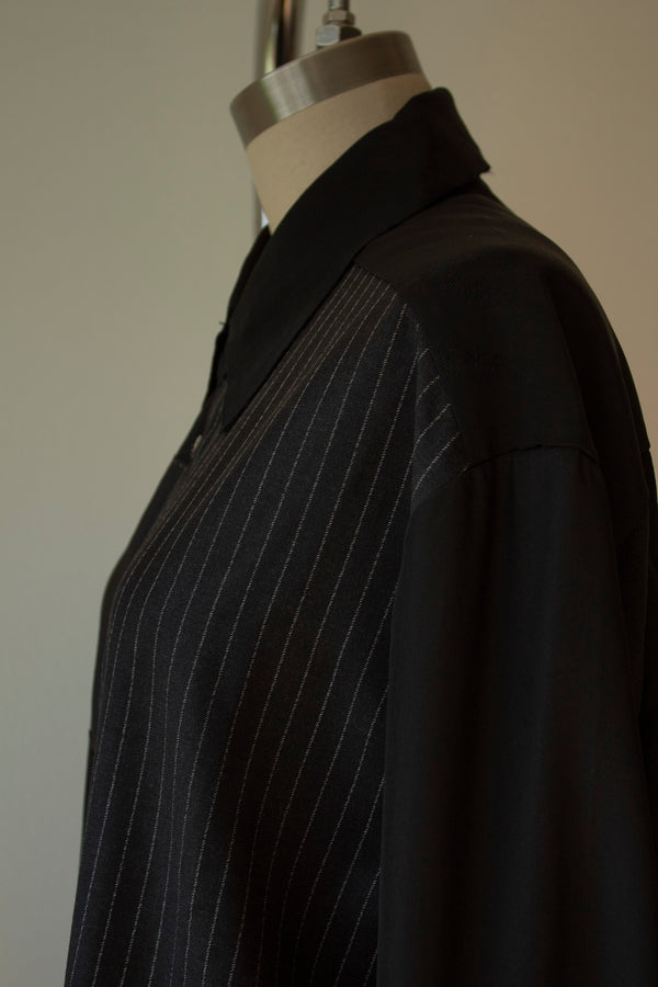 N° 225  sakura paneled pinstripe haori overshirt 2 -  M