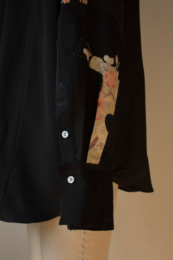 N° 225  sakura paneled pinstripe haori overshirt 2 -  M