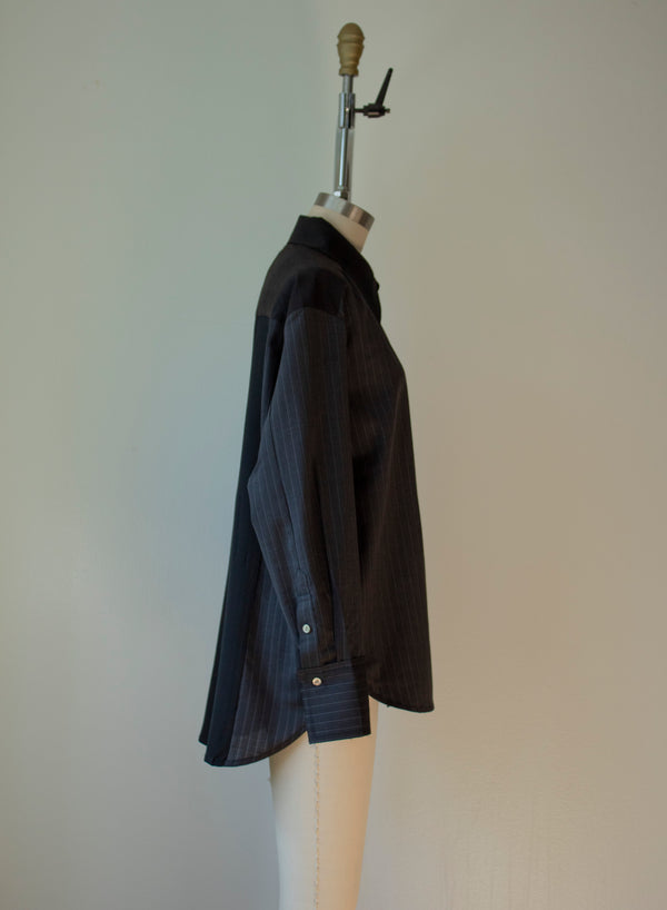 N° 225   hand-stitched pinstripe kimono overshirt 4 -  S