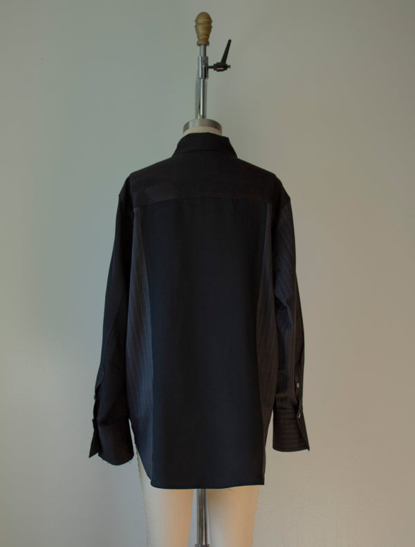 N° 225   hand-stitched pinstripe kimono overshirt 4 -  S