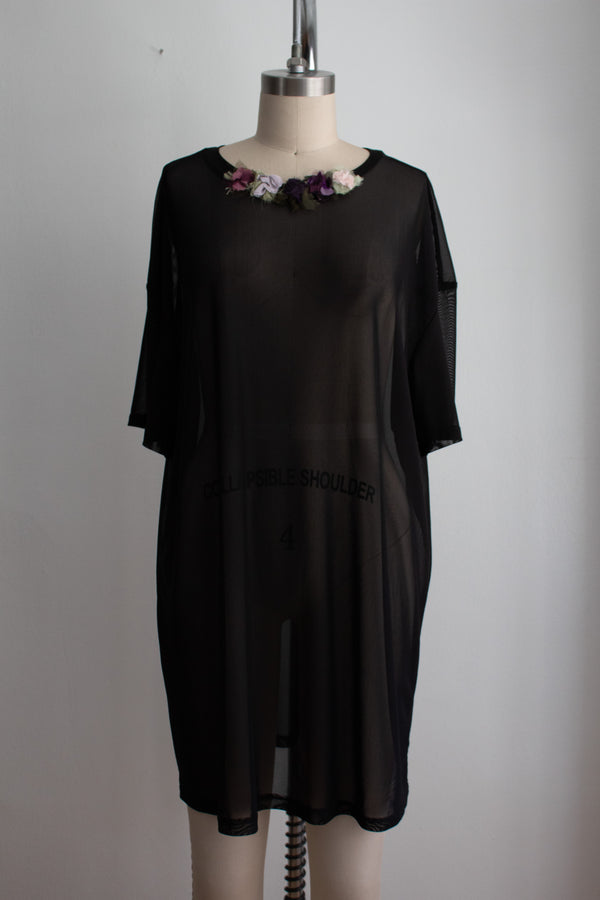 N° 71 collar flowers dress - nasu eggplant