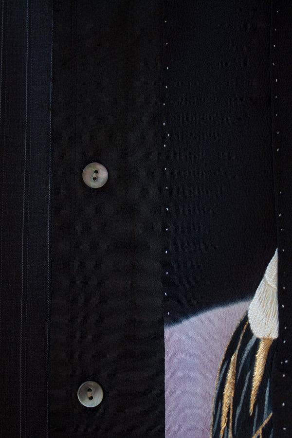 N° 225   hand-stitched pinstripe kimono overshirt 4 -  S