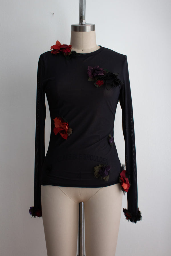 N° 72 flower arrangement fitted long sleeve - nasu eggplant