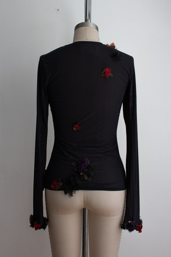 N° 72 flower arrangement fitted long sleeve - nasu eggplant