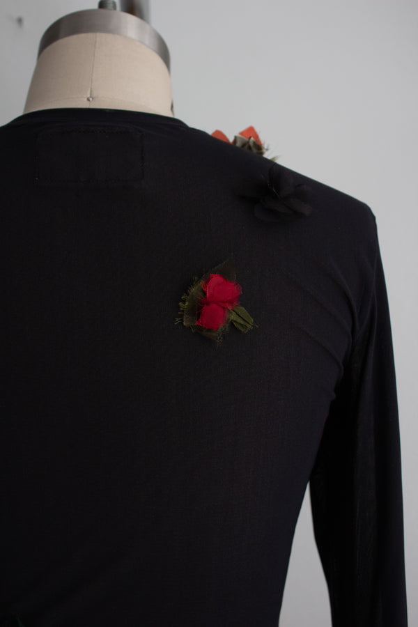 N° 72 flower arrangement fitted long sleeve - nasu eggplant