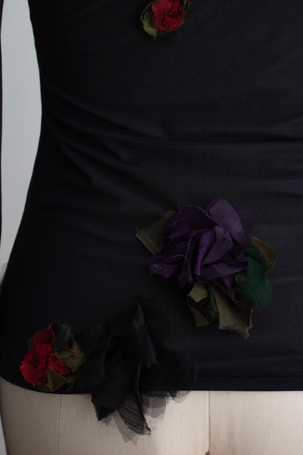 N° 72 flower arrangement fitted long sleeve - nasu eggplant