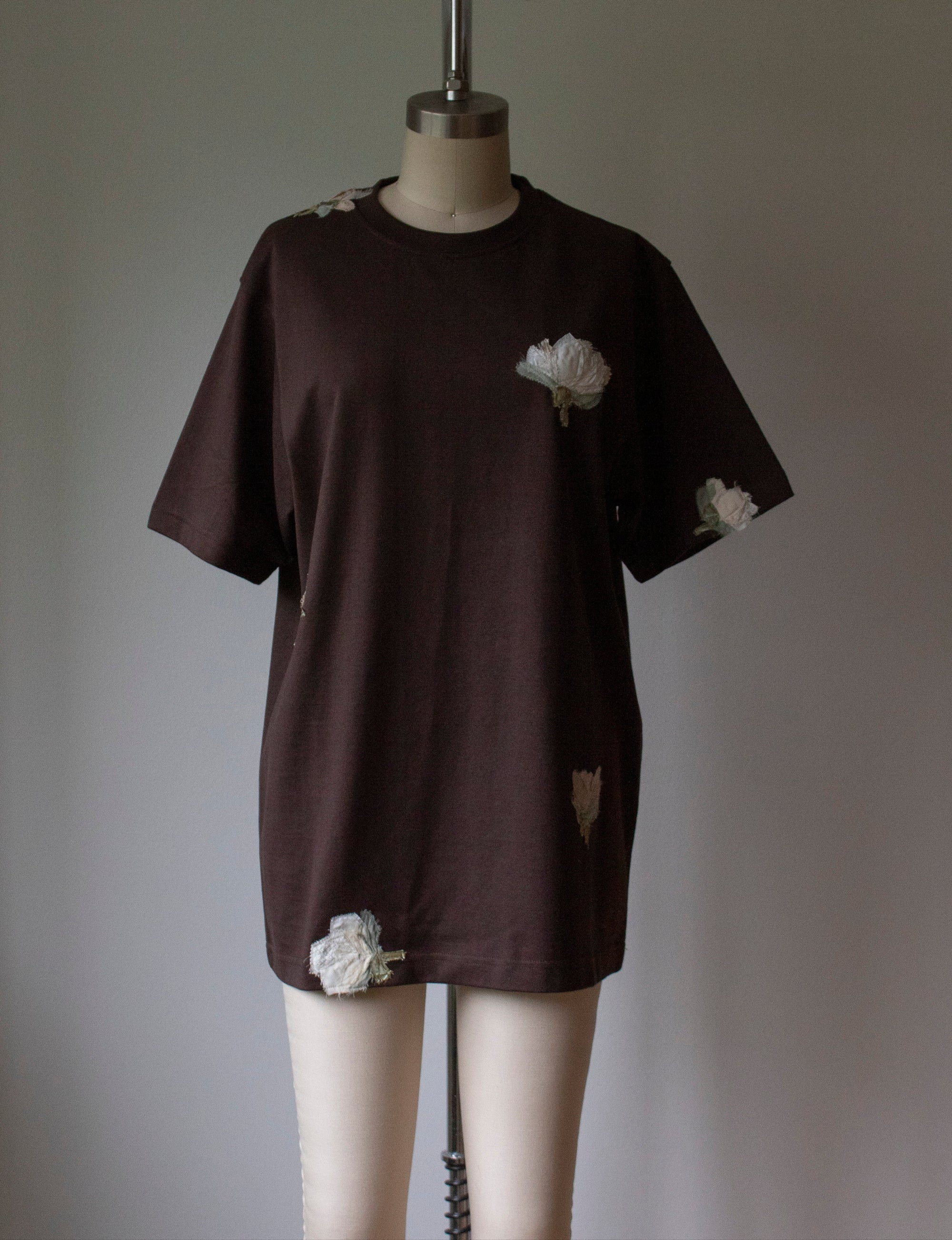 N° 285 multi-pressed flower heavyweight T-shirt - choco brown - S, M, L, XL