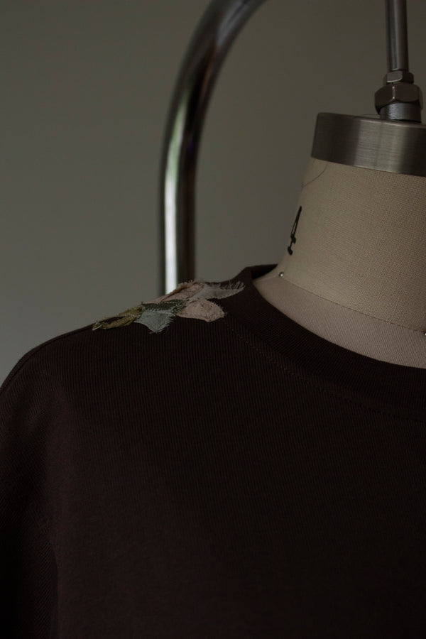 N° 285 multi pressed flower heavyweight t-shirt - choco brown - S, M, L, XL