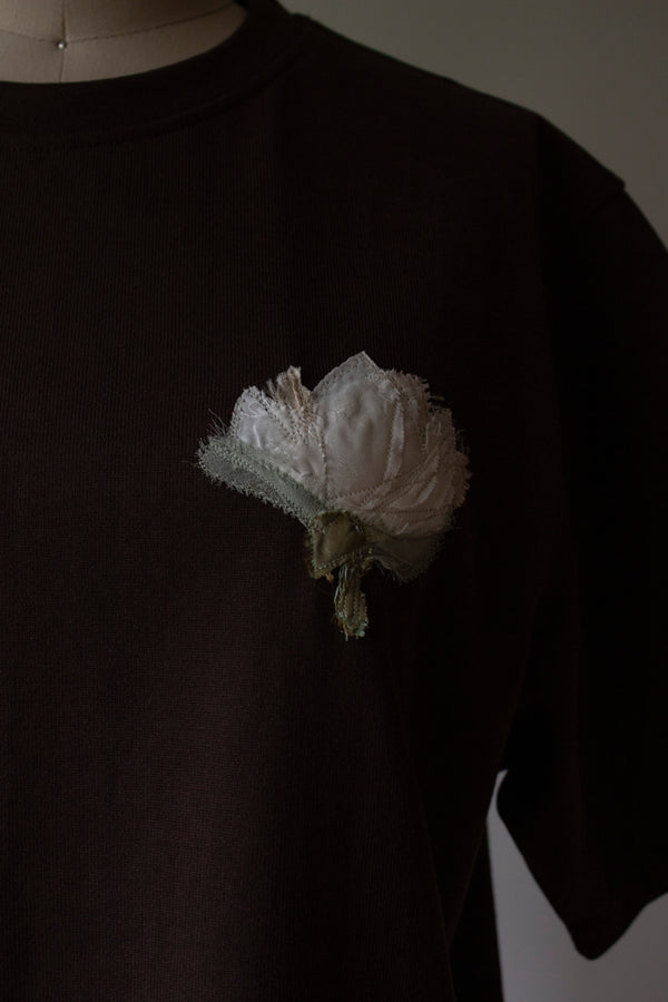 N° 285 multi pressed flower heavyweight t-shirt - choco brown - S, M, L, XL
