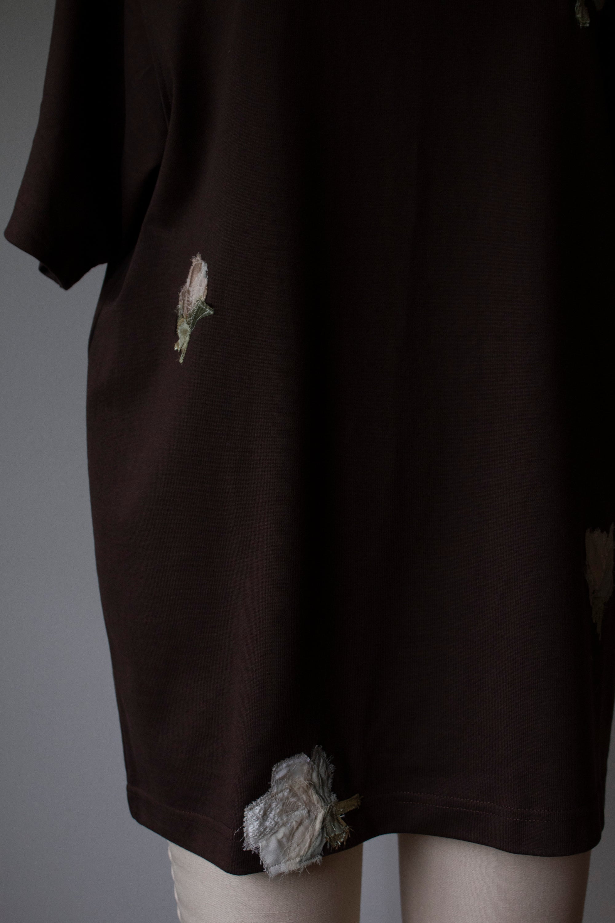 N° 285 multi pressed flower heavyweight t-shirt - choco brown - S, M, L, XL