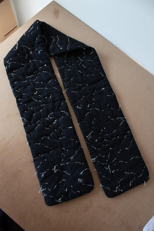 N° 123 constellation scarf - dense stitching - sumi black