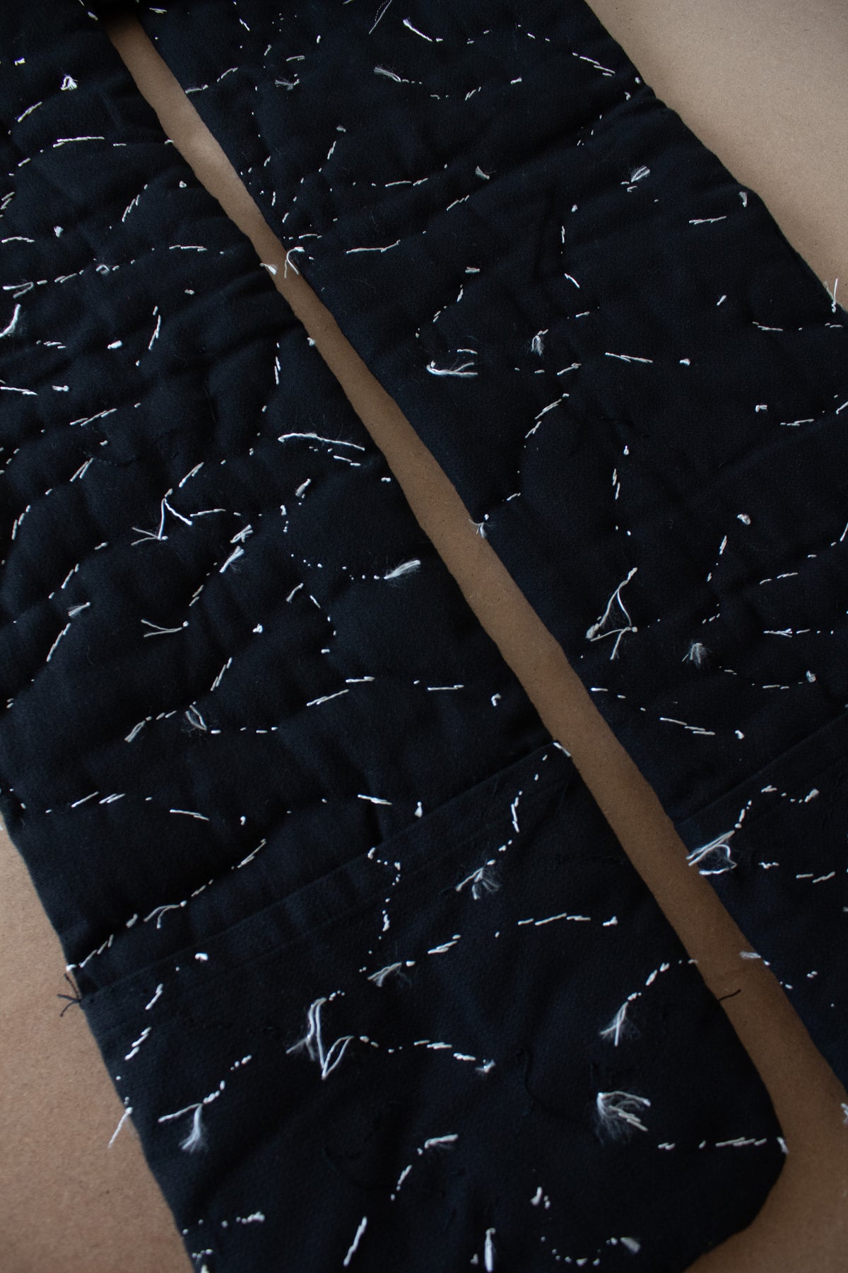 N° 123 constellation scarf - dense stitching - sumi black
