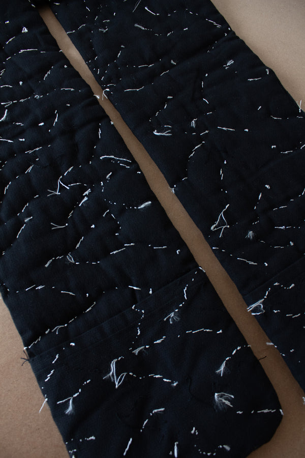N° 123 constellation scarf - dense stitching - sumi black