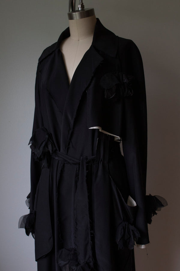 N°192 falling flower silk trench coat