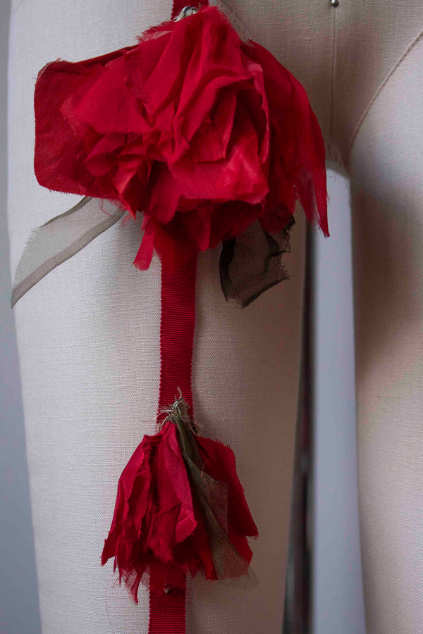 N° 155 falling flower accessory - ume red - L/XL