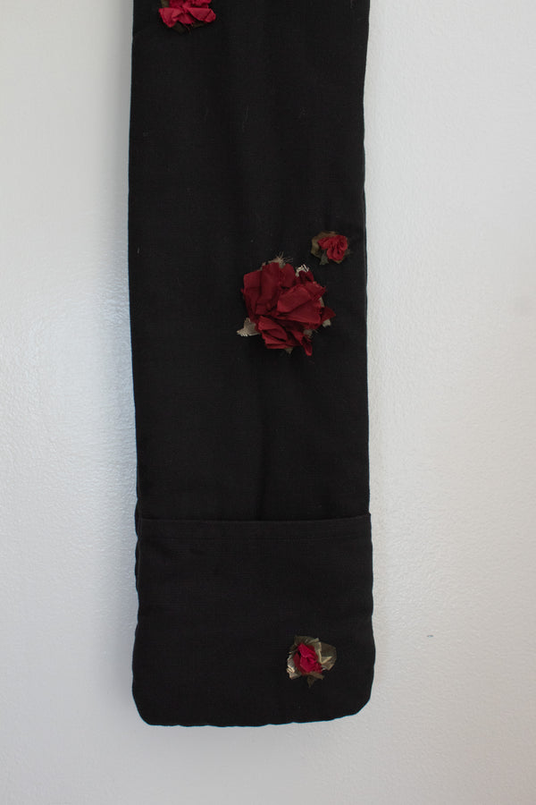 N° 123 crushed blooms scarf - sumi black/ume red