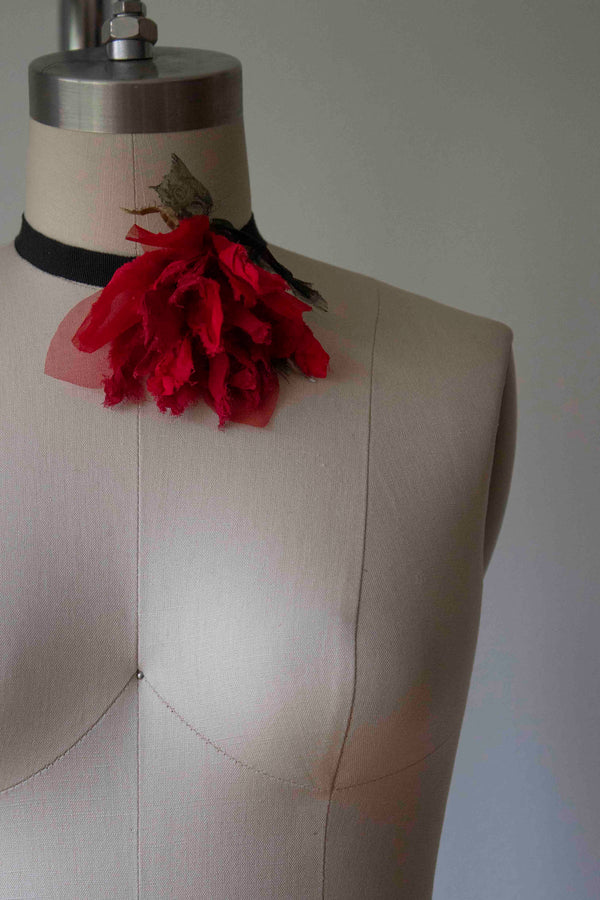 N° 44 crushed bloom tie - ume red - M