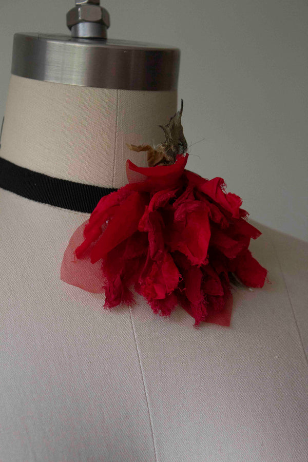 N° 44 crushed bloom tie - ume red - M