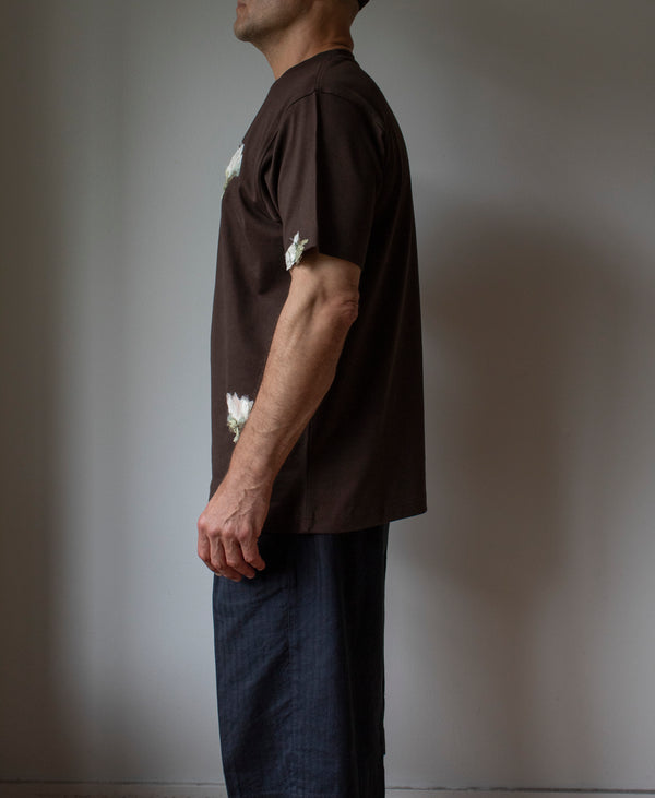 N° 285 multi-pressed flower heavyweight T-shirt - choco brown - S, M, L, XL