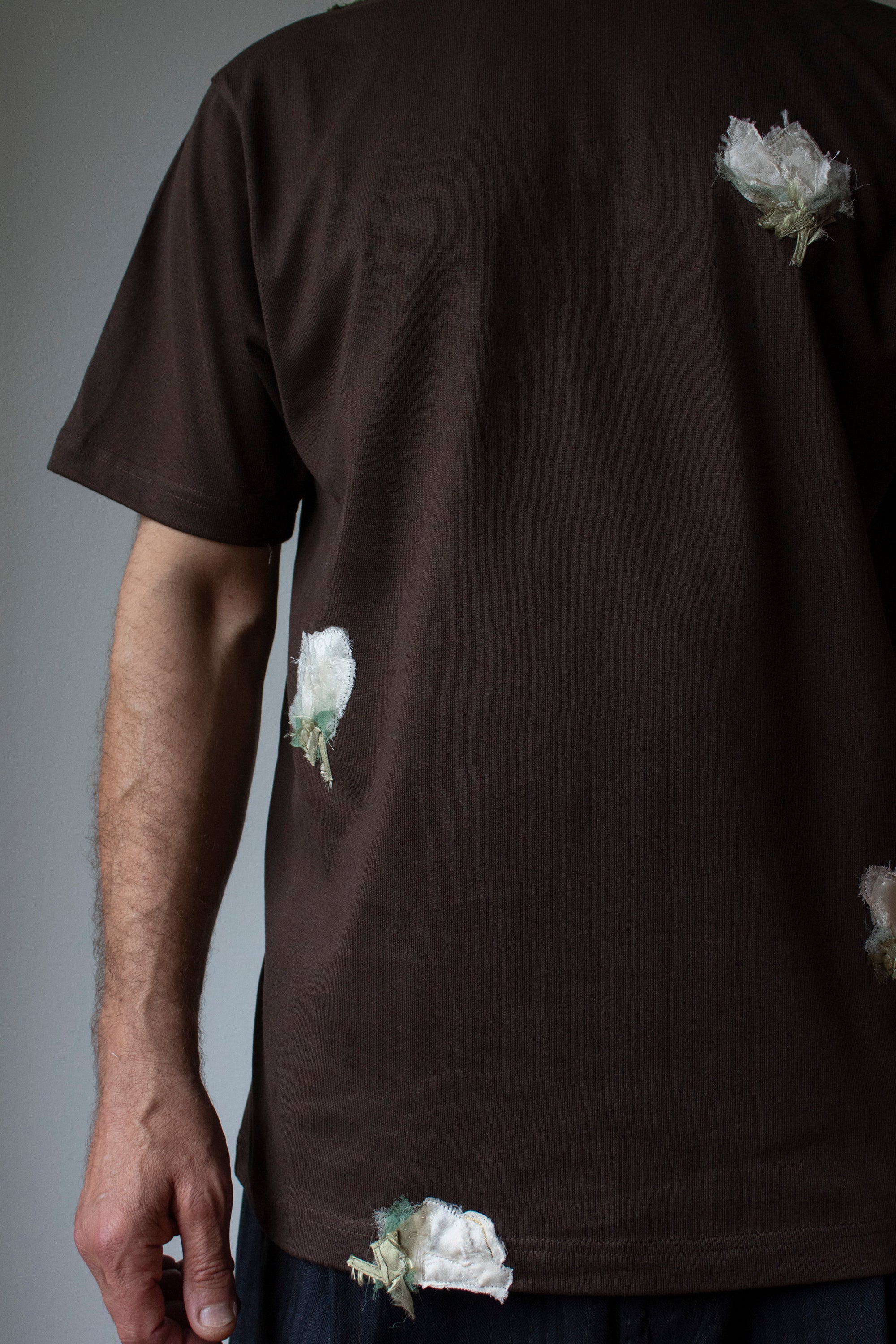 N° 285 multi-pressed flower heavyweight T-shirt - choco brown - S, M, L, XL