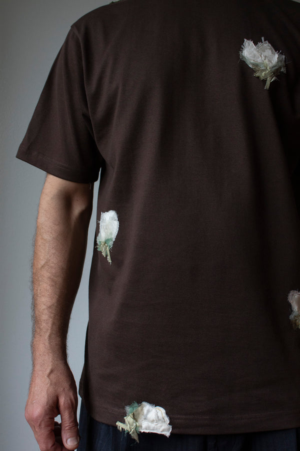 N° 285 multi-pressed flower heavyweight T-shirt - choco brown - S, M, L, XL