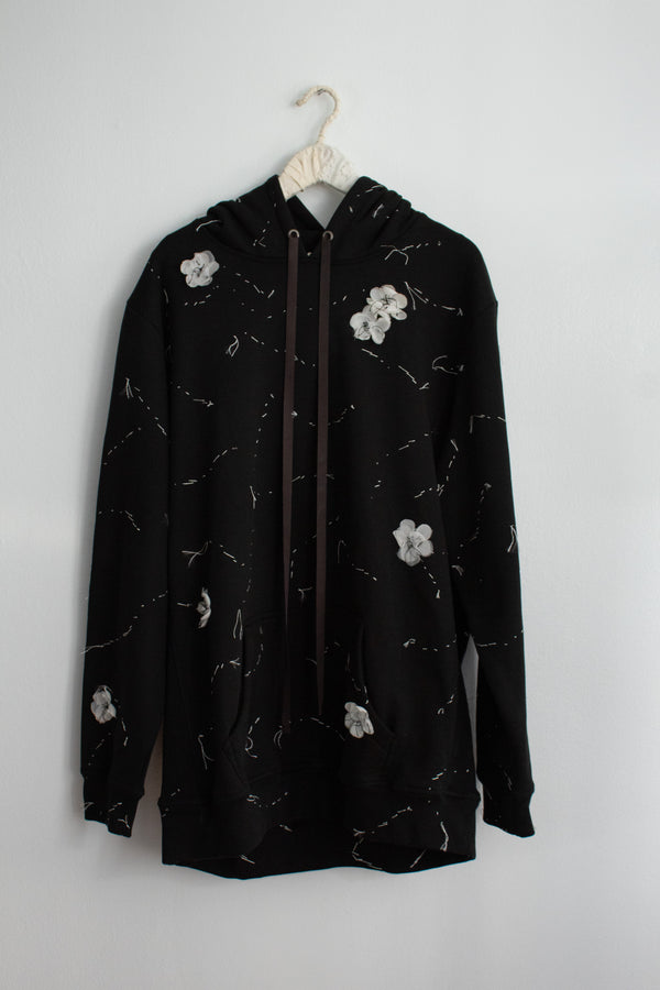 N° 306 sakura constellation hoodie - sumi black/yuki white - XXL