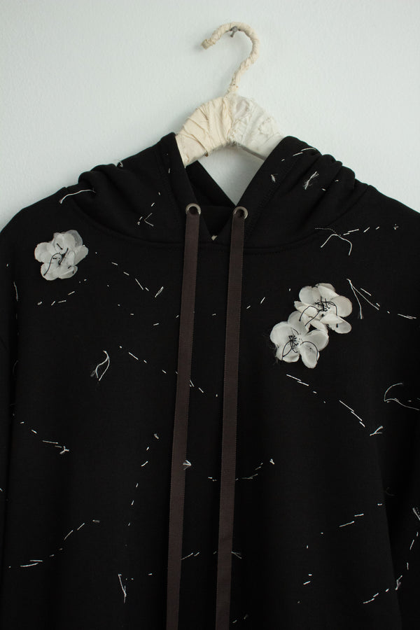 N° 306 sakura constellation hoodie - sumi black/yuki white - XXL