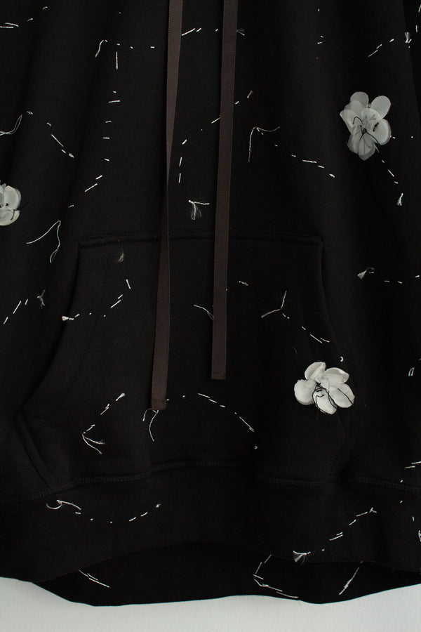 N° 306 sakura constellation hoodie - sumi black/yuki white - XXL