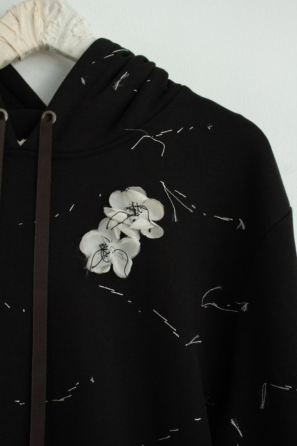 N° 306 sakura constellation hoodie - sumi black/yuki white - XXL