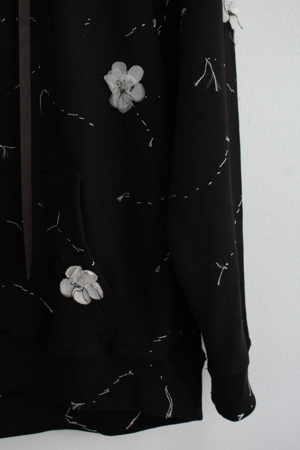 N° 306 sakura constellation hoodie - sumi black/yuki white - XXL