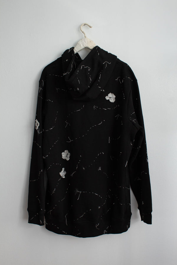 N° 306 sakura constellation hoodie - sumi black/yuki white - XXL