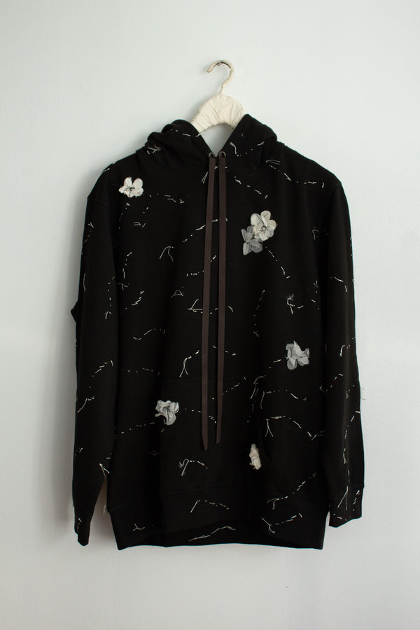 N° 306 sakura constellation hoodie - sumi black/yuki white - XL