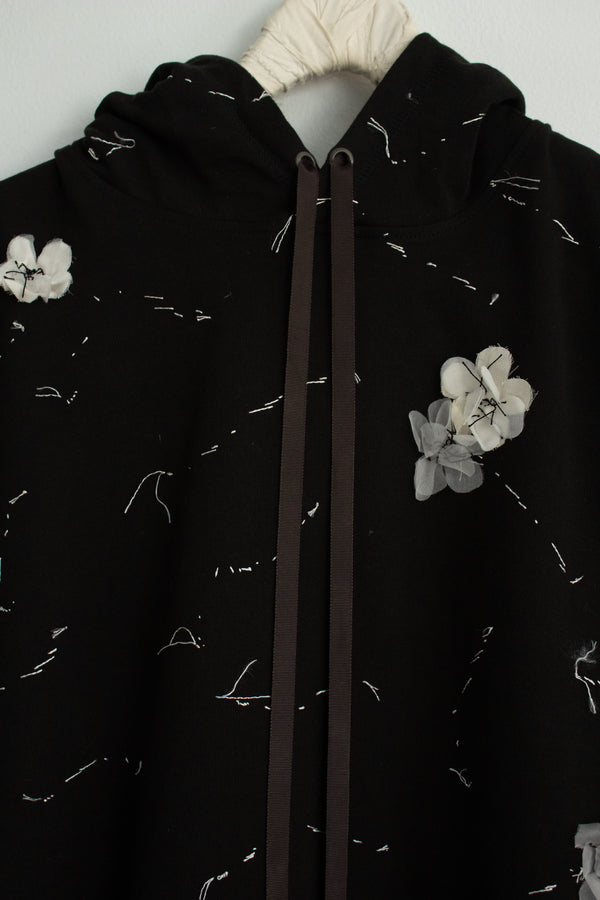 N° 306 sakura constellation hoodie - sumi black/yuki white - XL