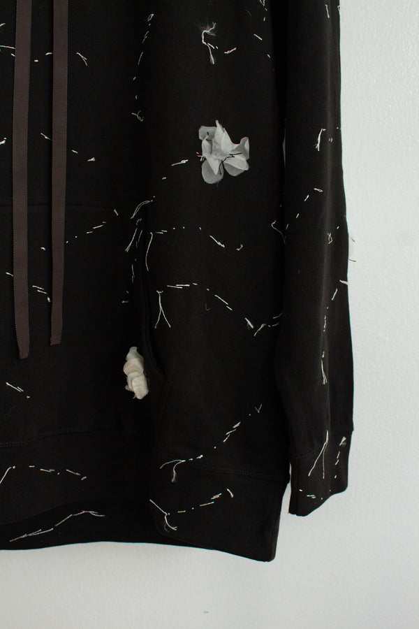 N° 306 sakura constellation hoodie - sumi black/yuki white - XL