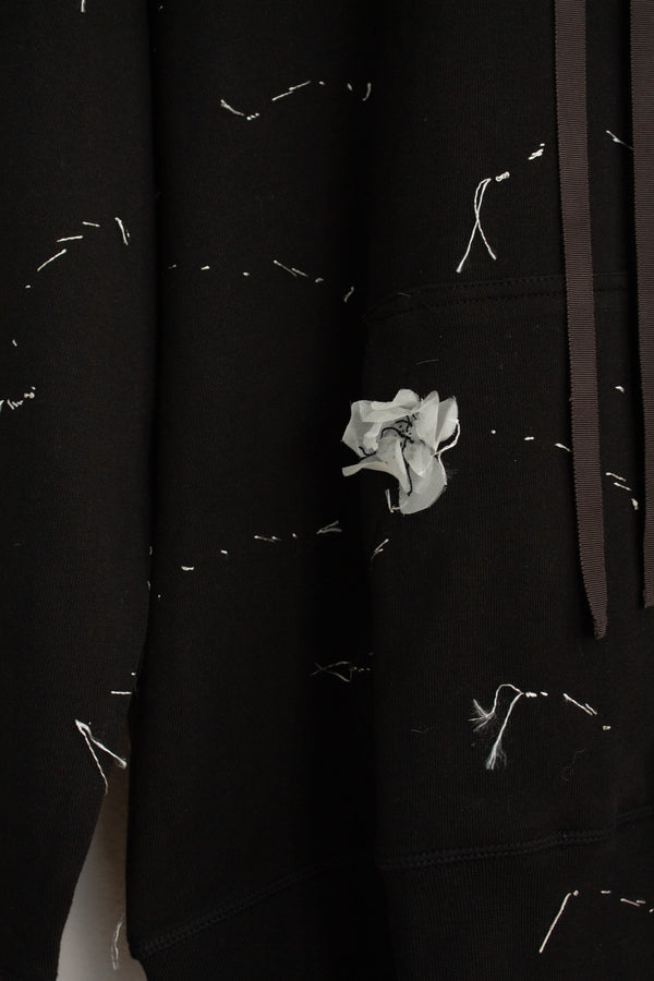 N° 306 sakura constellation hoodie - sumi black/yuki white - XL