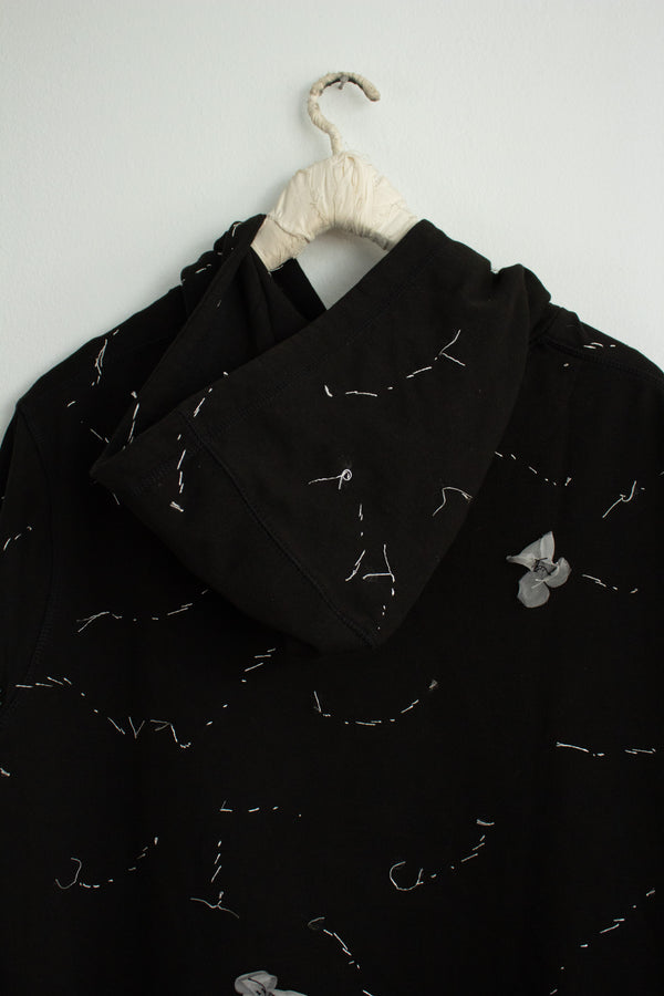 N° 306 sakura constellation hoodie - sumi black/yuki white - XL