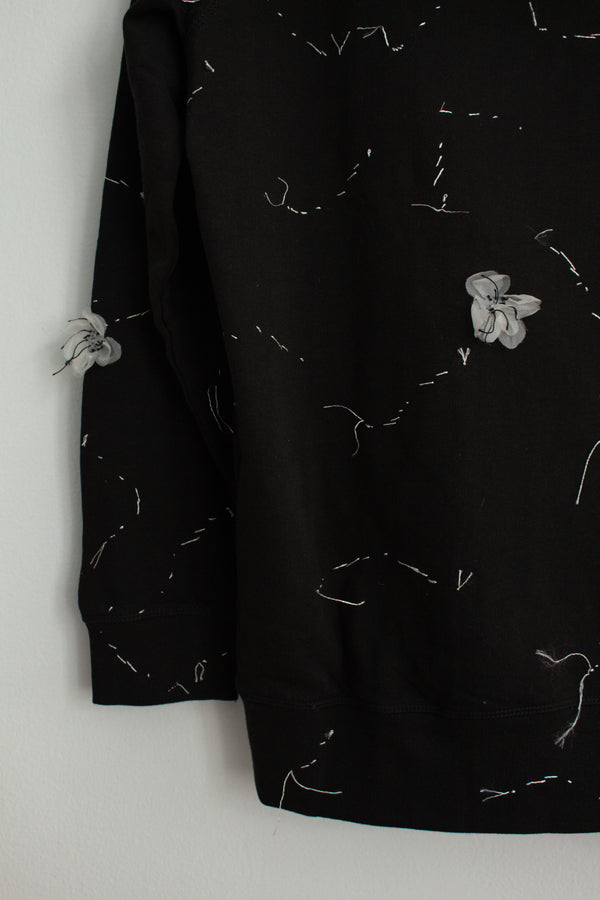 N° 306 sakura constellation hoodie - sumi black/yuki white - XL
