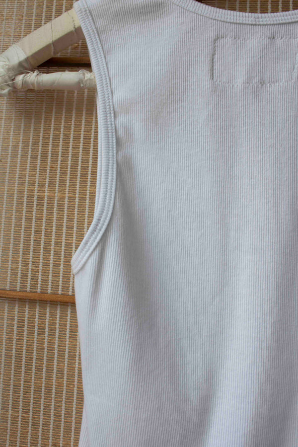 N° 354 womens fitted pressed flower rib tank - yuki white/fuji lilac - L