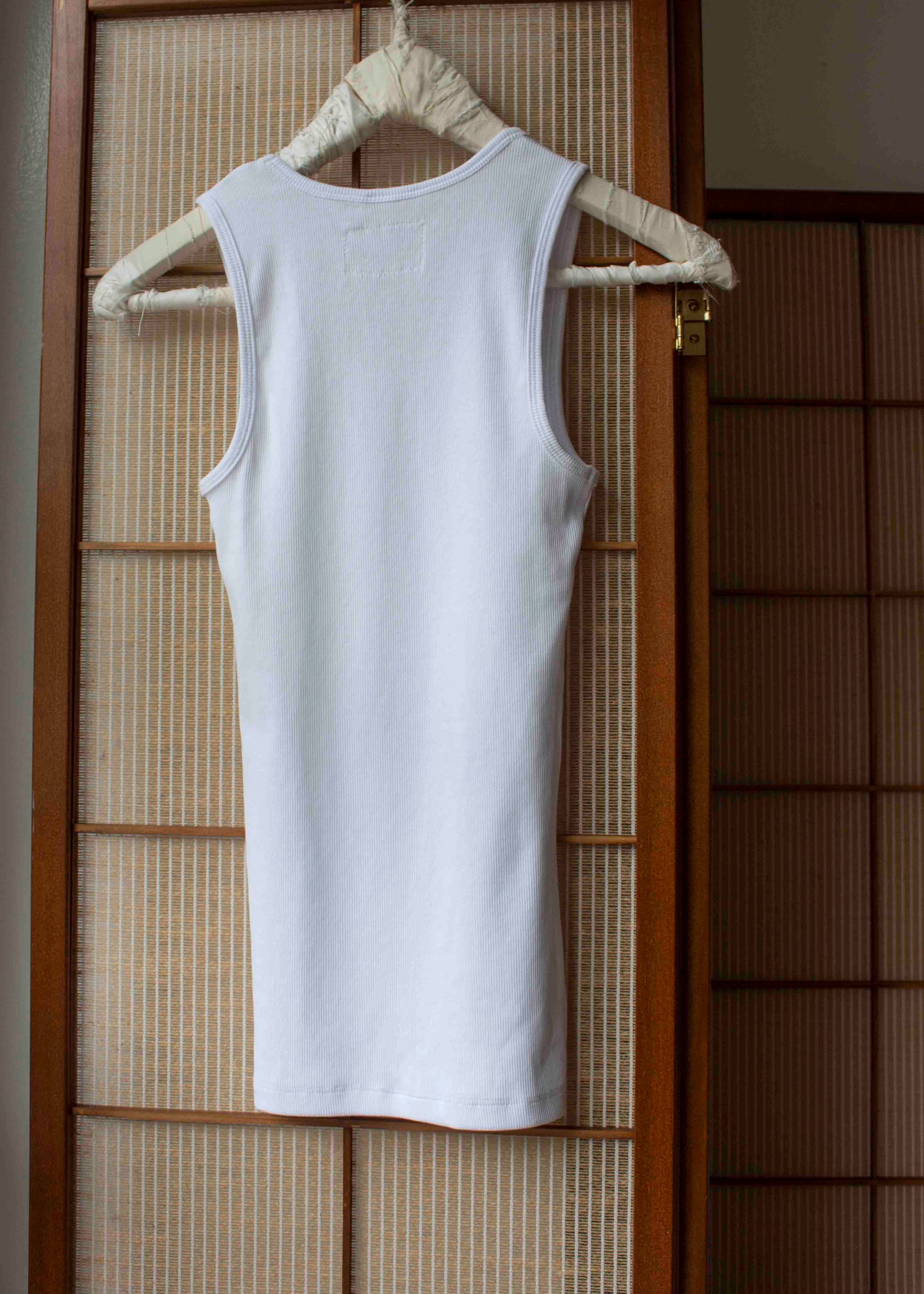 N° 354 womens fitted pressed flower rib tank - yuki white/sora blue - M