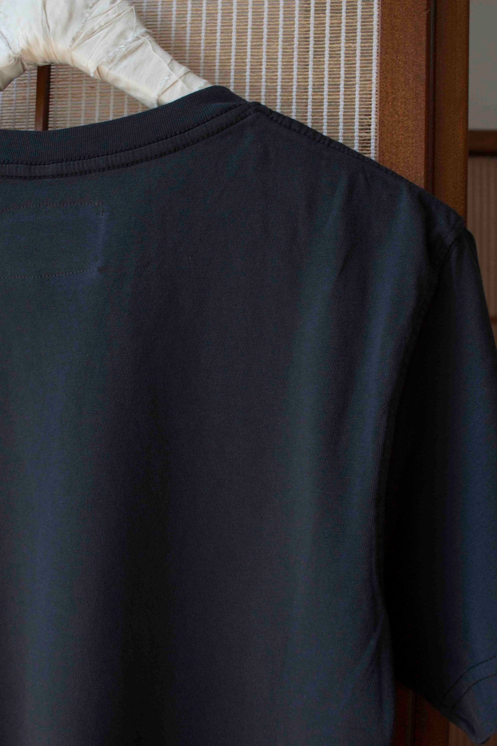 N° 353 garment-dyed pressed flower T-shirt- sumi black (made to order)