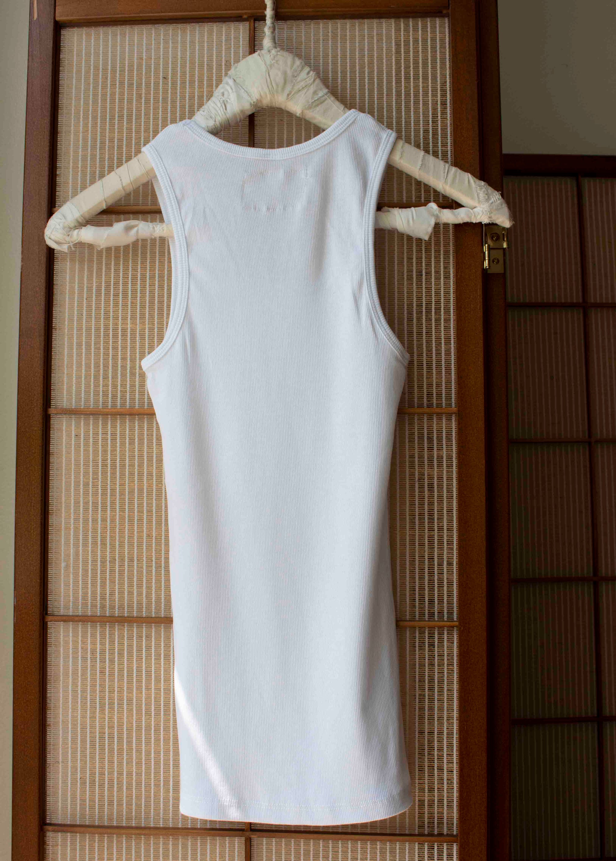 N° 354 womens fitted pressed flower rib tank - yuki white/yuki white - S