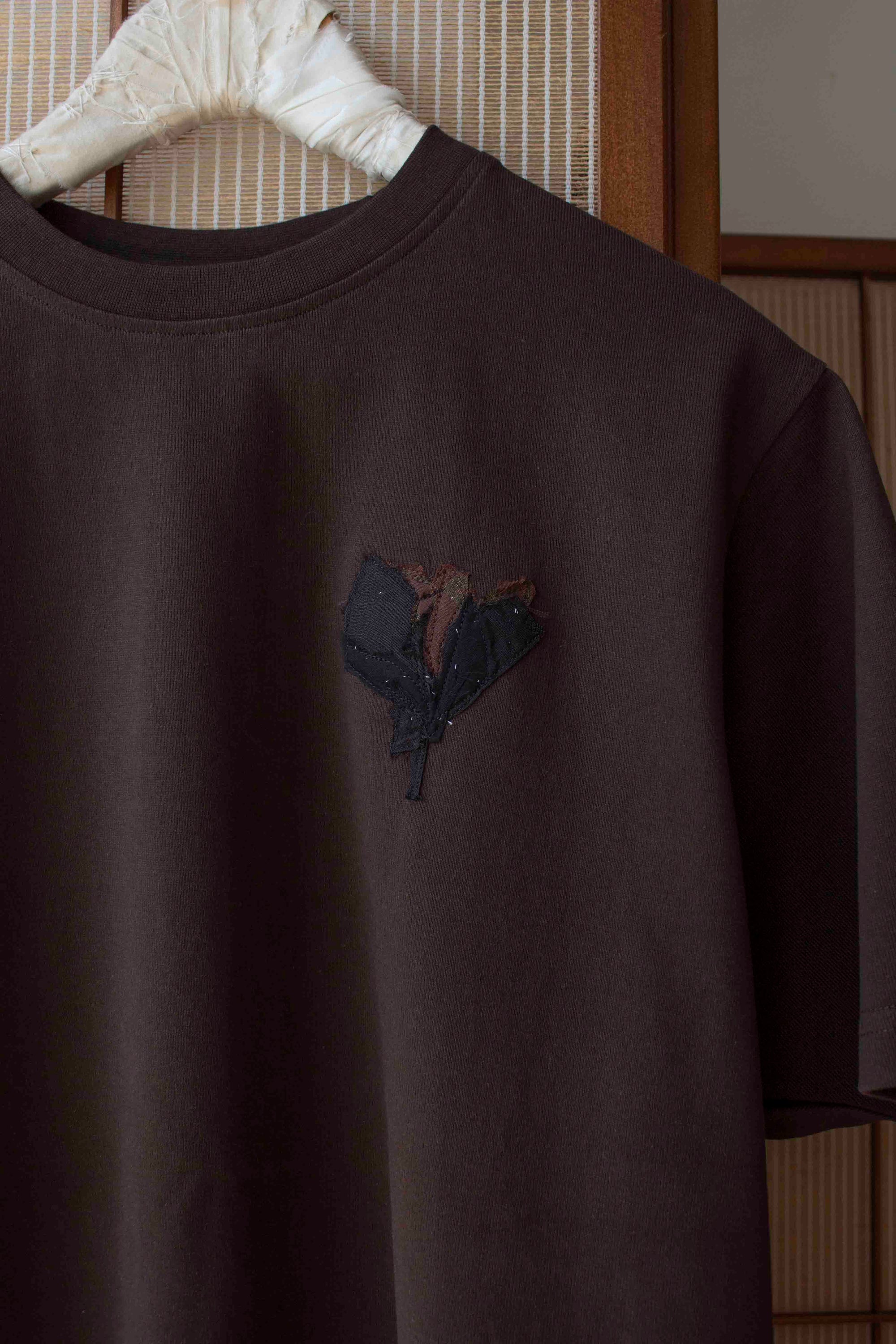 N° 285 pressed flower heavyweight T-shirt - choco brown - L