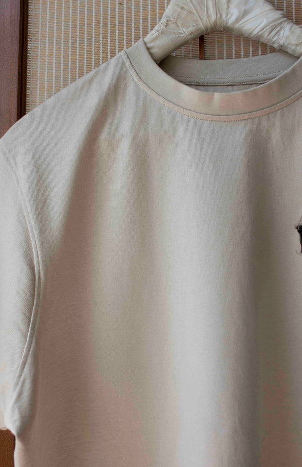 N° 285 heavyweight pressed flower T-shirt - suna beige (made to order)