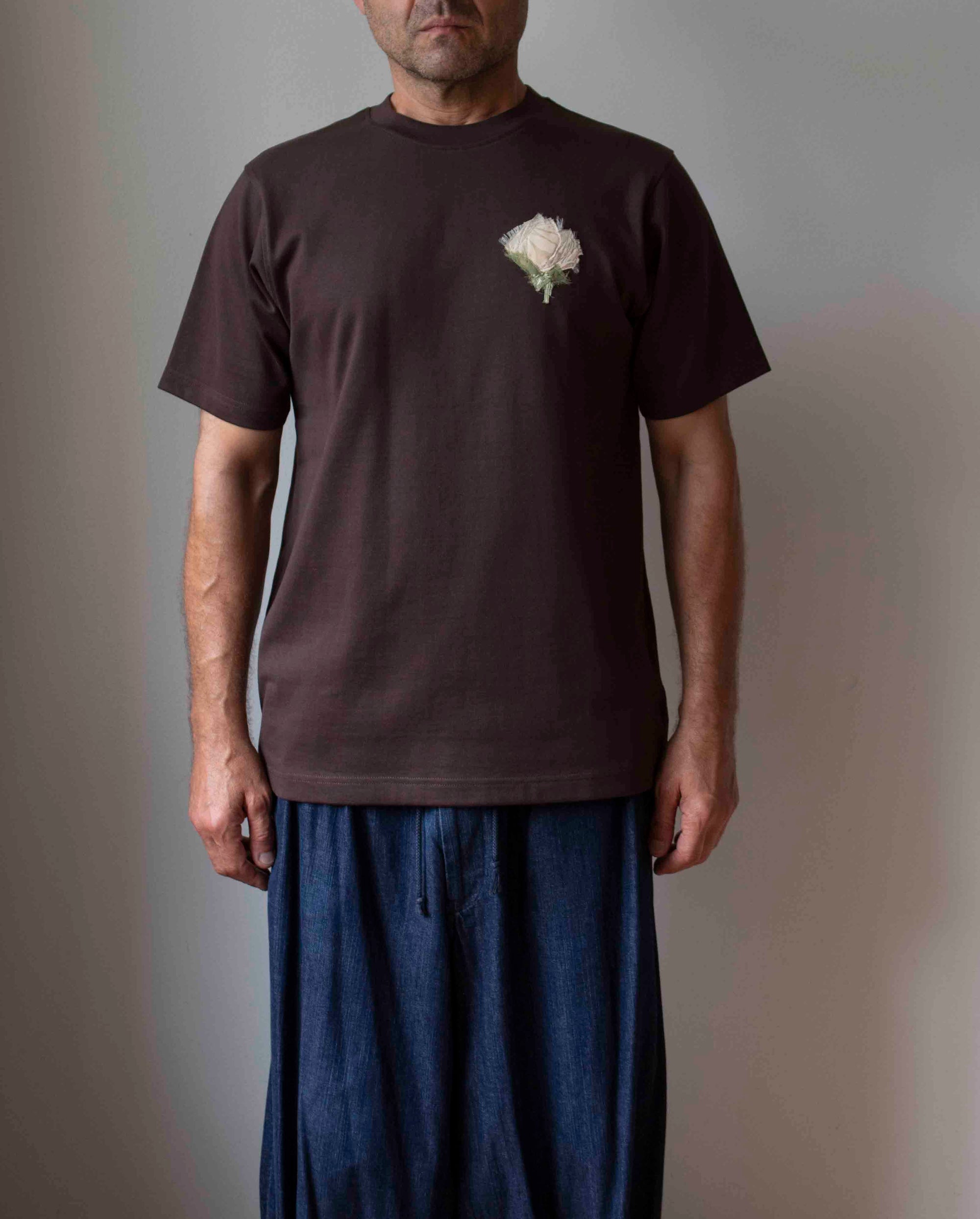 N° 285 pressed flower heavyweight T-shirt - choco brown - M