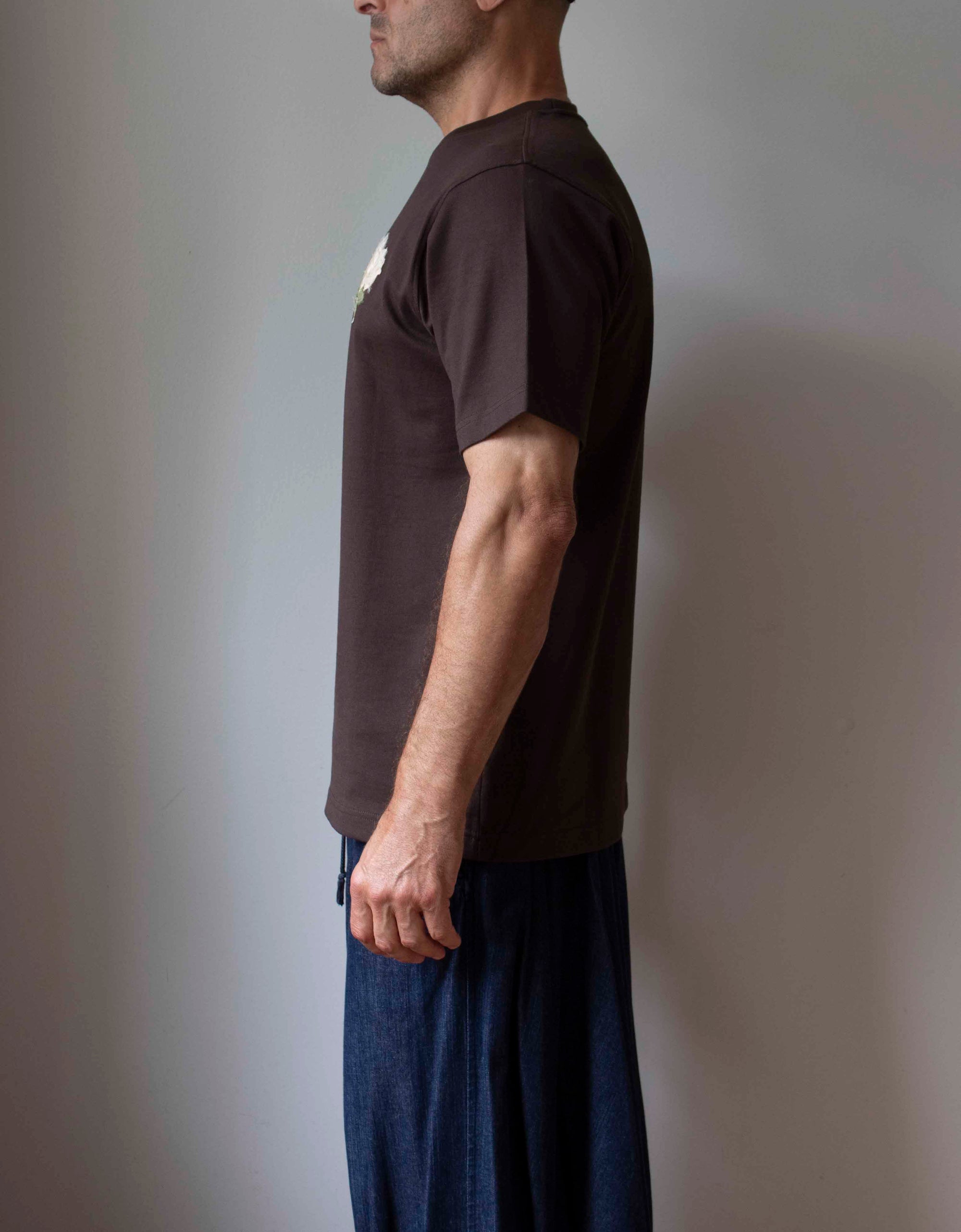 N° 285 pressed flower heavyweight T-shirt - choco brown - M