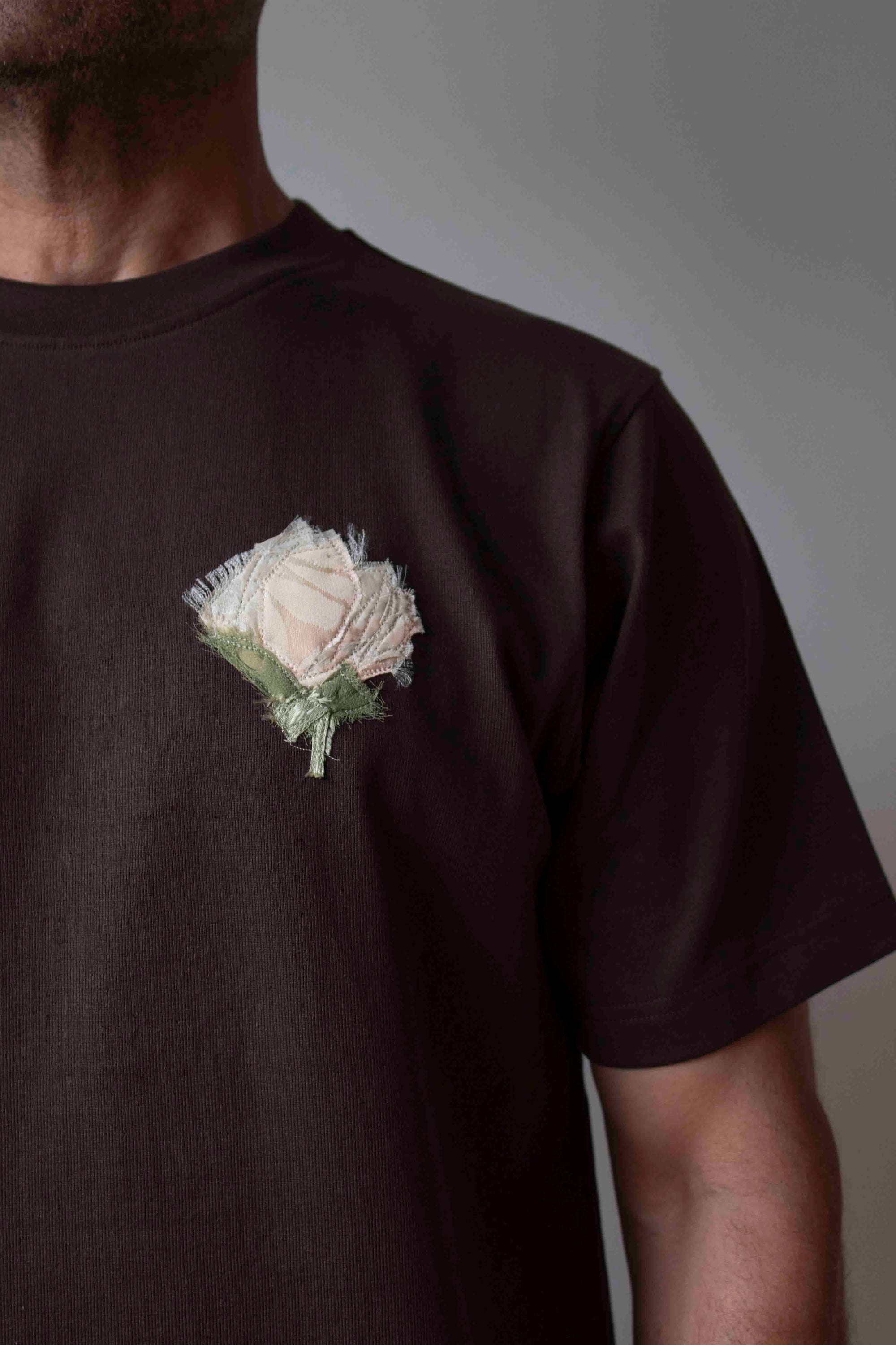 N° 285 pressed flower heavyweight T-shirt - choco brown - M