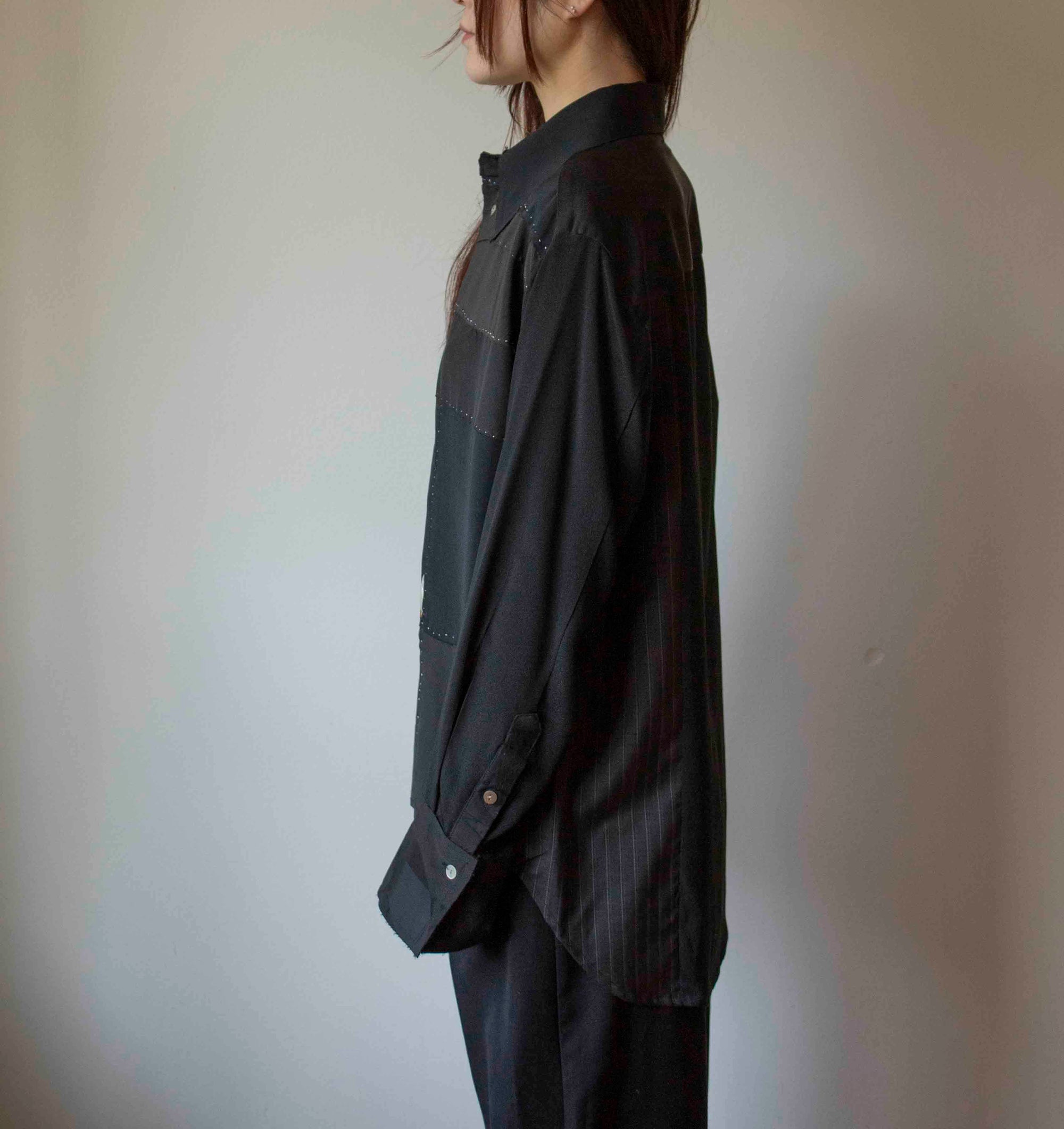 N° 225   hand-stitched pinstripe kimono overshirt 4 -  S