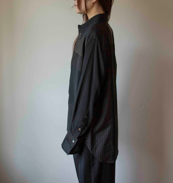 N° 225   hand-stitched pinstripe kimono overshirt 4 -  S