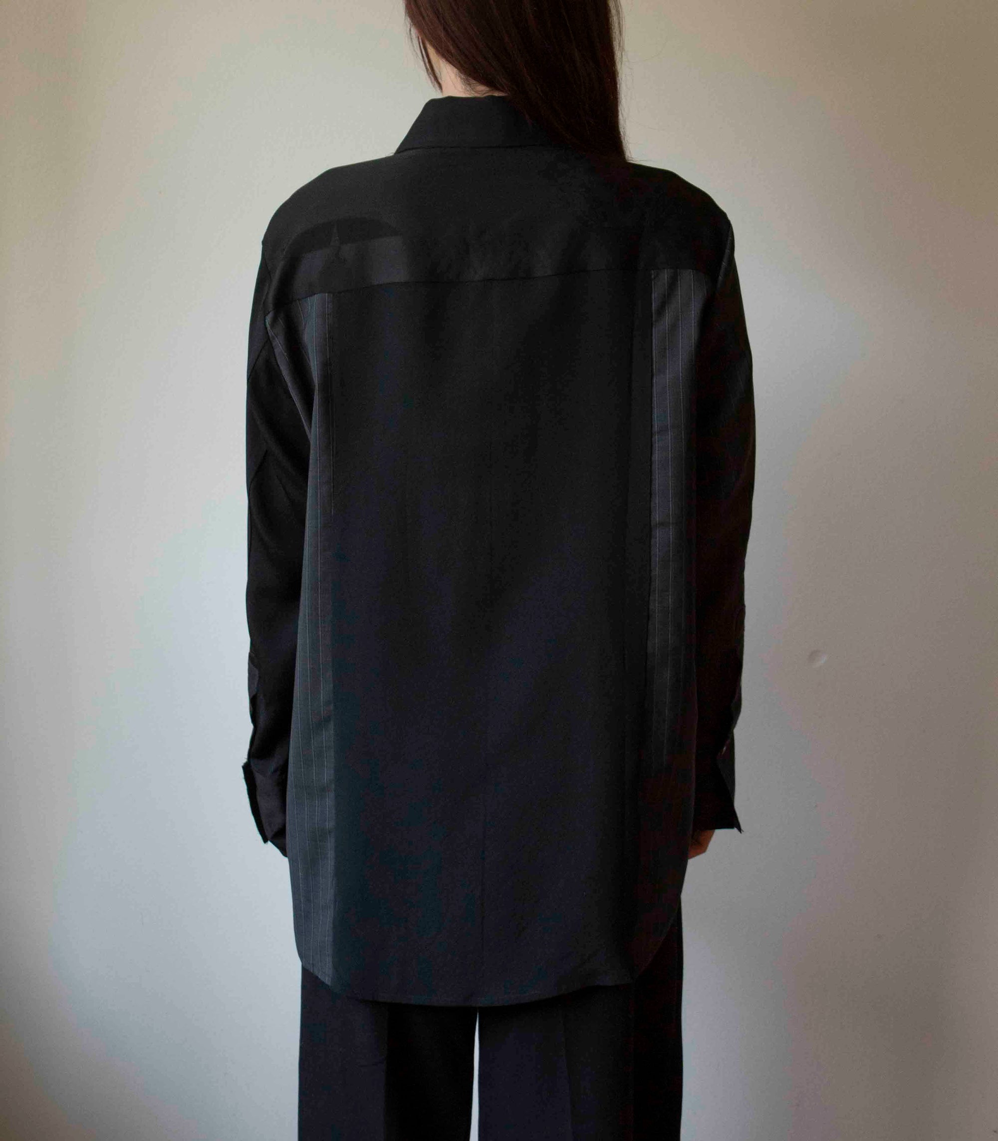 N° 225   hand-stitched pinstripe kimono overshirt 4 -  S
